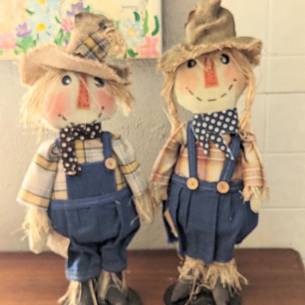 2 sets of Scarecrow Man and Woman
